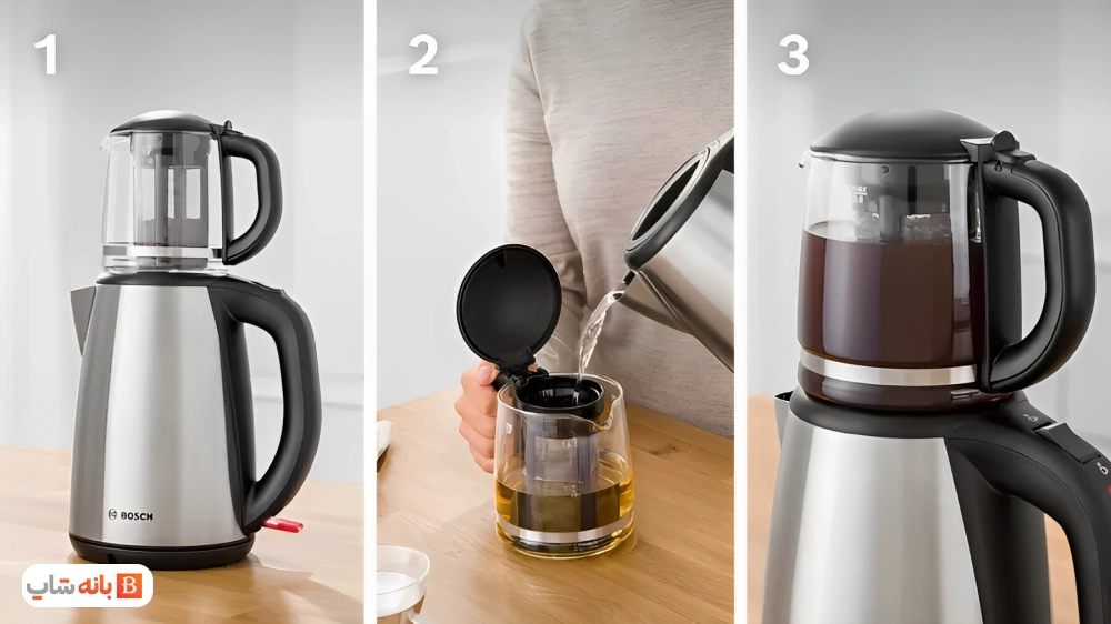 مراحل نهیه چای در چای ساز بوش مدل TTA5603